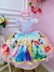 Imagem do Vestido Infantil Rosa Princesas Peito Nervura Cinto Pérolas (0613RS)
