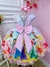 Vestido Infantil Rosa Princesas Peito Nervura Cinto Pérolas (0613RS)