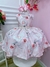 Vestido Infantil Rosa Flores Primavera Com Cinto de Pérolas (1008RF) - loja online