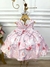 Vestido Infantil Rosa Flores Primavera Com Cinto de Pérolas (1008RF)