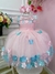 Vestido Infantil Rosa Plissado Aplique Flores Borboleta (3582RS)