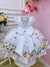 Vestido Infantil Branco Jardim das Borboletas Peito Strass (0594BR) - comprar online