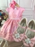 Vestido Infantil Rosa Com Renda Realeza e Cinto Pérolas (2210RC)