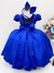 Vestido Infantil Azul Royal Renda Cinto Pérolas C/Tiara (1053AR) - loja online