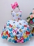 Vestido Infantil Jardim das Borboletas Branco Luxo Cinto (637)