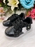 Tênis Preto Com Aplique de Flores Pérolas Cadarço Meninas (8002PT)