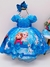 Vestido Infantil Frozen Azul Com Cinto de Pérolas Luxo (1595AZ) - Utilidades Shopping