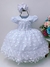 Vestido Infantil Branco Busto Com Strass e Pérolas Bolinhas (2060BC) - loja online