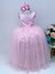 Vestido Infantil Damas de Honra Longo Rosa Pérolas Luxo (2224Rosa)