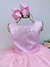Vestido Infantil Damas de Honra Longo Rosa Pérolas Luxo (2224Rosa) - Utilidades Shopping