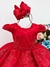 Vestido Infantil Vermelho Renda Realeza Cinto Pérolas Luxo (4610VERMELHO2)