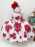 Vestido Florido Branco Marsala Sem Mangas Daminhas Festas (1566BR)