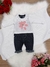 Saída Maternidade Manta e Macacão Branco Jeans Tricot Bebê (22201BC1)