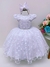 Vestido Infantil Branco Bolinhas Cinto Strass C/ Pérolas Luxo (4473BL) na internet