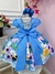 Imagem do Vestido Infantil Azul Bolinhas Jardim das Borboletas Pérolas (3287AR)