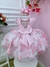 Vestido Infantil Bebê Rosa Florido de Rosas Busto Strass (4195RR) - comprar online
