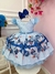 Vestido Infantil Azul Florido Busto Nervura Cinto de Pérolas (2844AZ) - Utilidades Shopping