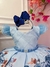Vestido Infantil Azul Florido Busto Nervura Cinto de Pérolas (2844AZ)
