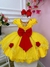 Vestido Infantil Bela e a Fera Saia Glitter e Aplique Flores (0109AV) - comprar online