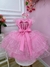 Vestido Infantil Barbie Rosa Glitter Cinto Strass Broche Flor (4049RS) - comprar online