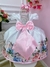 Vestido Infantil Branco Florido Rosas e Cinto Strass Pérolas (2256BR) - Utilidades Shopping