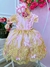 Vestido Infantil Rosa Renda Realeza e Aplique de Borboletas (2246RB) - comprar online