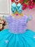 Vestido Infantil Ariel Apliques Fundo do Mar Busto Plissado (1210LA) - comprar online