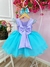 Vestido Infantil Ariel Apliques Fundo do Mar Busto Plissado (1210LA)