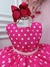 Vestido Infantil Barbie Rosa Chiclete C/ Bolinhas Brancas (1235RC)