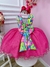 Vestido Infantil Barbie Colorido Neon Saia Pink e Glitter (1237PK) - loja online