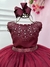 Vestido Infantil Damas de Honra Longo Marsala Strass Pérolas (2224MA) - loja online