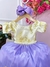 Vestido Infantil Marfim Com Lilás e Renda Realeza (2229LM) - comprar online