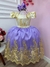 Vestido Infantil Marfim Com Lilás e Renda Realeza (2229LM)
