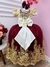 Vestido Infantil Marfim C/ Marsala e Pérolas Renda Realeza (2229MM) - comprar online