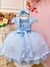 Vestido Infantil Azul Cinto de Pérolas Busto Nervuras Luxo (7504AA) na internet