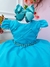 Imagem do Vestido Infantil Azul Tiffany Cinto de Pérolas Luxo (7504AT)