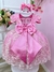 Vestido Infantil Rosa Com Renda Realeza e Cinto de Pérolas (2135RP) - comprar online