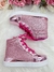 Coturno Infantil Barbie Rose Metalizado C/ Cadarço e Glitter (6004RJ) - comprar online
