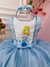 Vestido Infantil Cinderela Azul Brilho Festas Princesa (0115AZ)