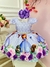 Vestido Infantil Lilás Bolinhas Princesa Sofia Cinto Pérolas (2947PS)