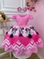 Vestido Infantil Minnie Rosa Cinto de Pérolas C/ Tiara (1009MI) - loja online
