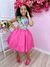 Imagem do Vestido Infantil Barbie Colorido Neon Saia Pink e Glitter (1237PK)