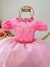 Vestido Infantil Rosa Renda Rosa Chiclete C/ Pérolas Dama (1062RS)