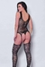 Macacão rendado com cinta liga e detalhes por toda a peça - Preto - YAFFA Lingerie (Y1436P)