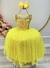 Vestido Infantil Amarelo Renda Metalizada Tule C/ Brilho Damas (2109Y) - loja online