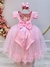 Vestido Infantil Rosa Damas Brilho Luxo Mangas (2223RO) - Utilidades Shopping
