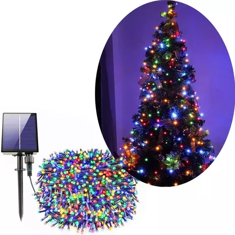 Pisca Cordão LEDs Solar 1000 Lâmpadas Colorido Natal De 100m