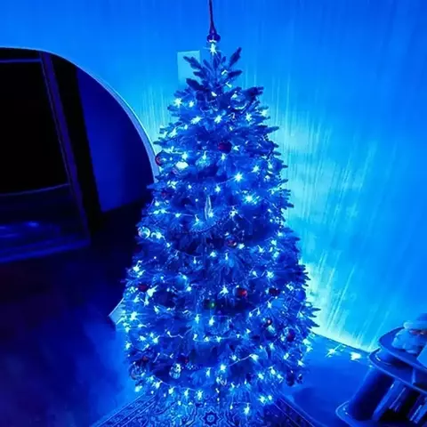 Pisca Cordão Varal Natal 100 Lâmpadas LEDs Azul De 10m 220v