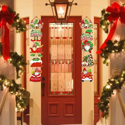 Sinais de natal para varanda, sinal decorativo rústico para porta, decorações