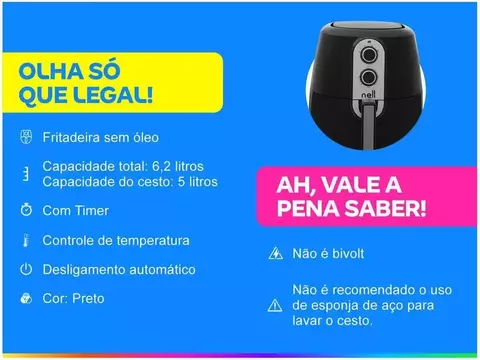 Fritadeira Elétrica sem Óleo/Air Fryer Nell - 220V